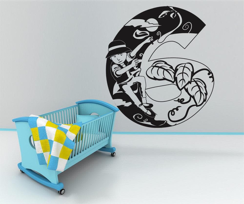 Vinyl Wall Decal Sticker Jack and the Beanstalk Number Six #OS_DC250