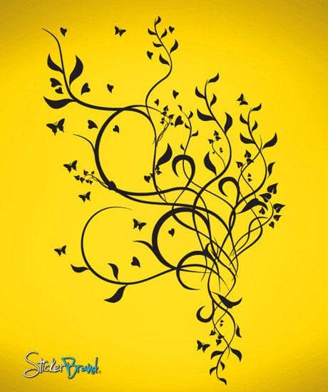 Wildflower Wall Decal with Butterflies. #478