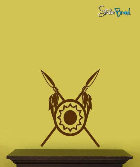 Vinyl Wall Decal Sticker Indian Tribe Spear Shield #487
