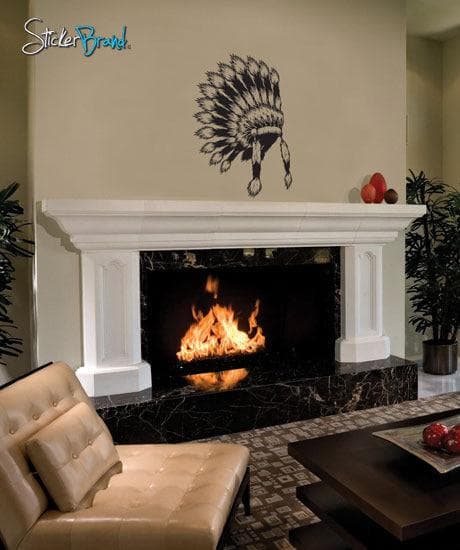 Vinyl Wall Decal Sticker Indian Head Dress #493