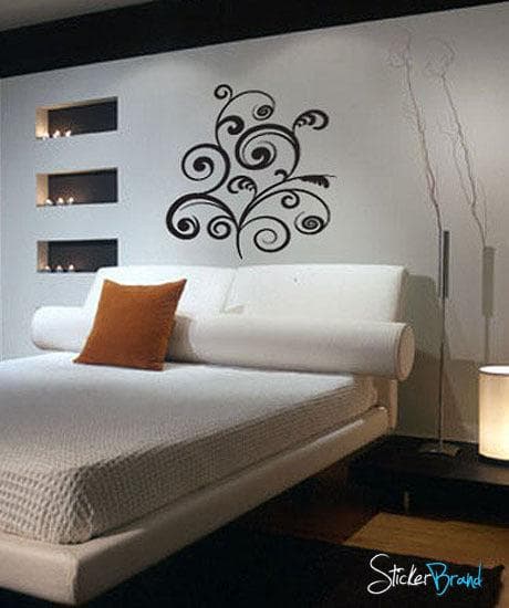 Vinyl Wall Decal Sticker Swirl Floral Curves #497