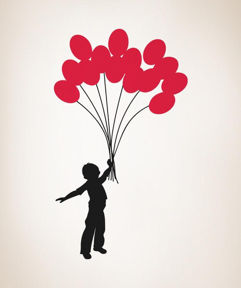Vinyl Wall Decal Sticker Boy with Balloon Bouquet #5007