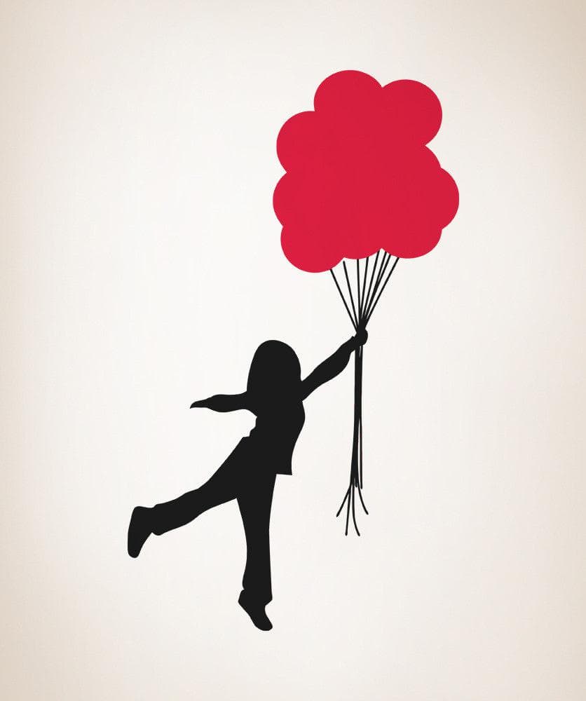 Vinyl Wall Decal Sticker Girl With Balloon Bouquet #5018