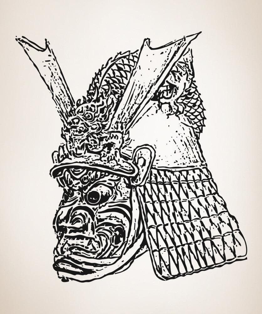 Vinyl Wall Decal Sticker Samurai Demon Helmet #5022