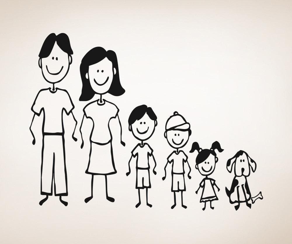 Vinyl Wall Decal Sticker Stick Figure Family #5030