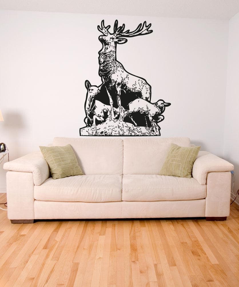 Vinyl Wall Decal Sticker Father Deer and Fawn #5046