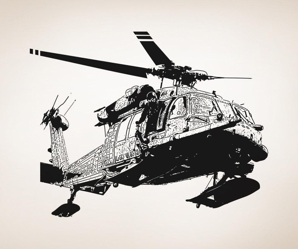 Vinyl Wall Decal Sticker Detailed Helicopter #5053