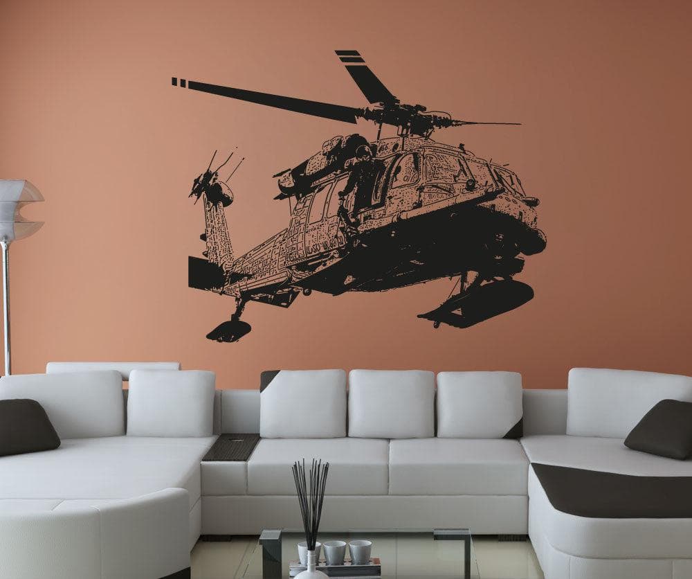 Vinyl Wall Decal Sticker Detailed Helicopter #5053