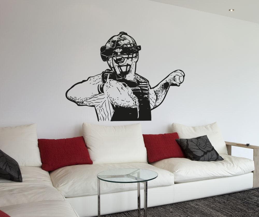 Vinyl Wall Decal Sticker Baseball Catcher #5094