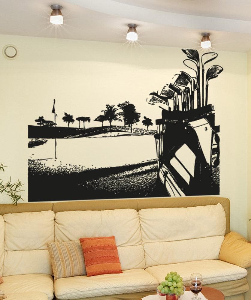 Golf Course View Wall Decal. Golf Clubs. #5105
