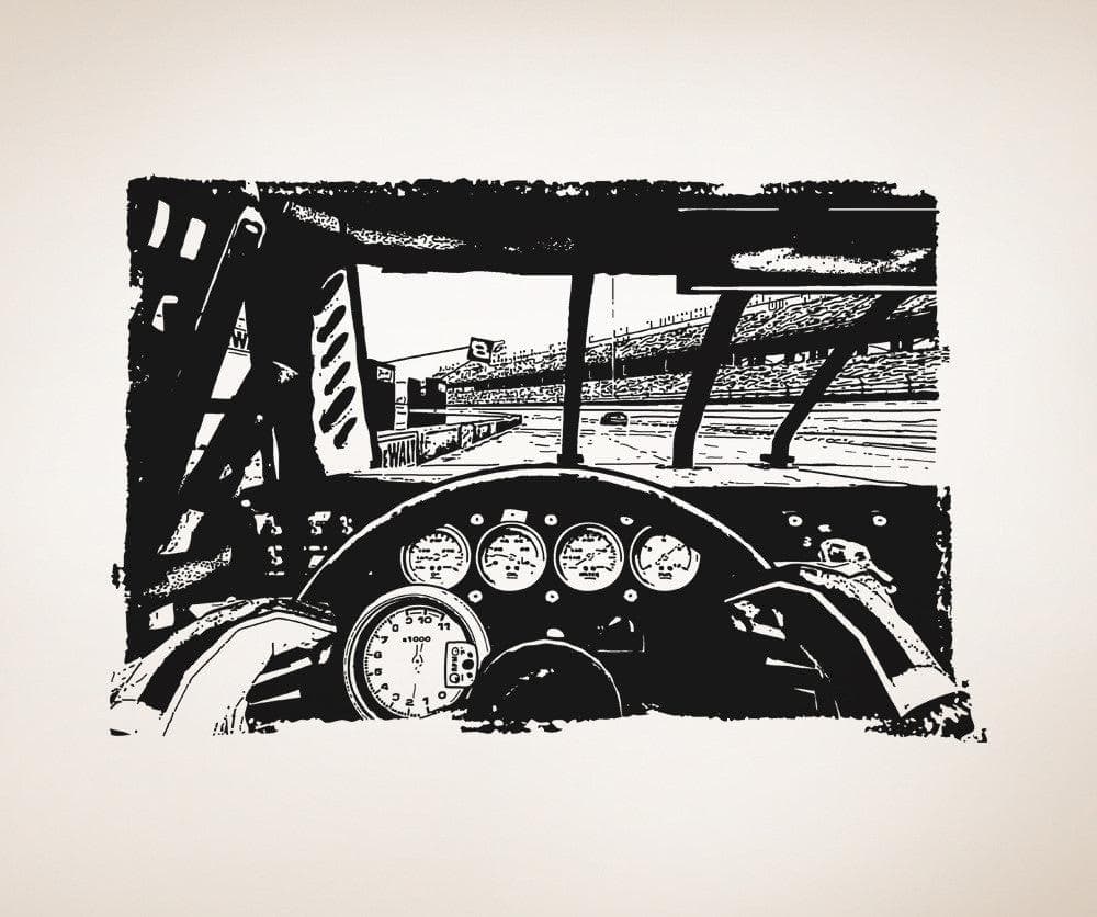 Race Car Driver on Track Wall Decal - Adrenaline-Pumping Racing Decor #5107