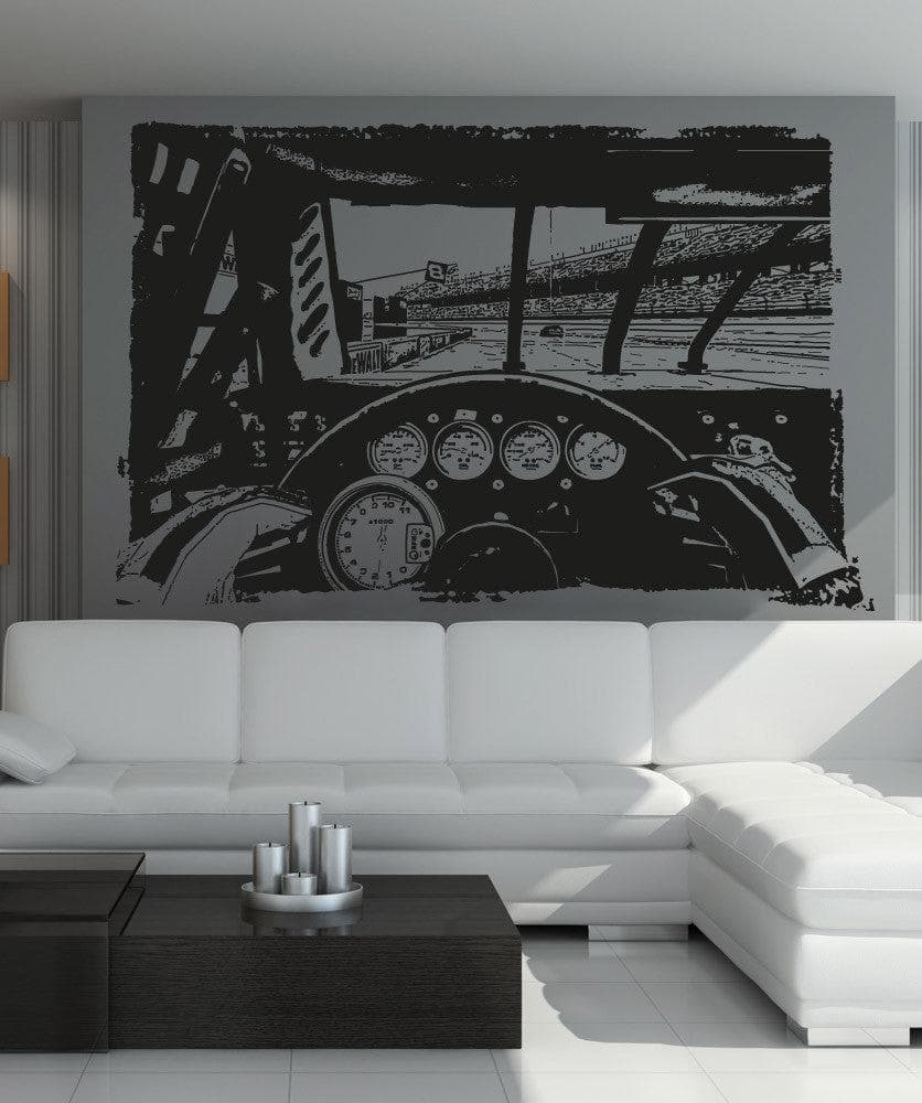 Race Car Driver on Track Wall Decal - Adrenaline-Pumping Racing Decor #5107
