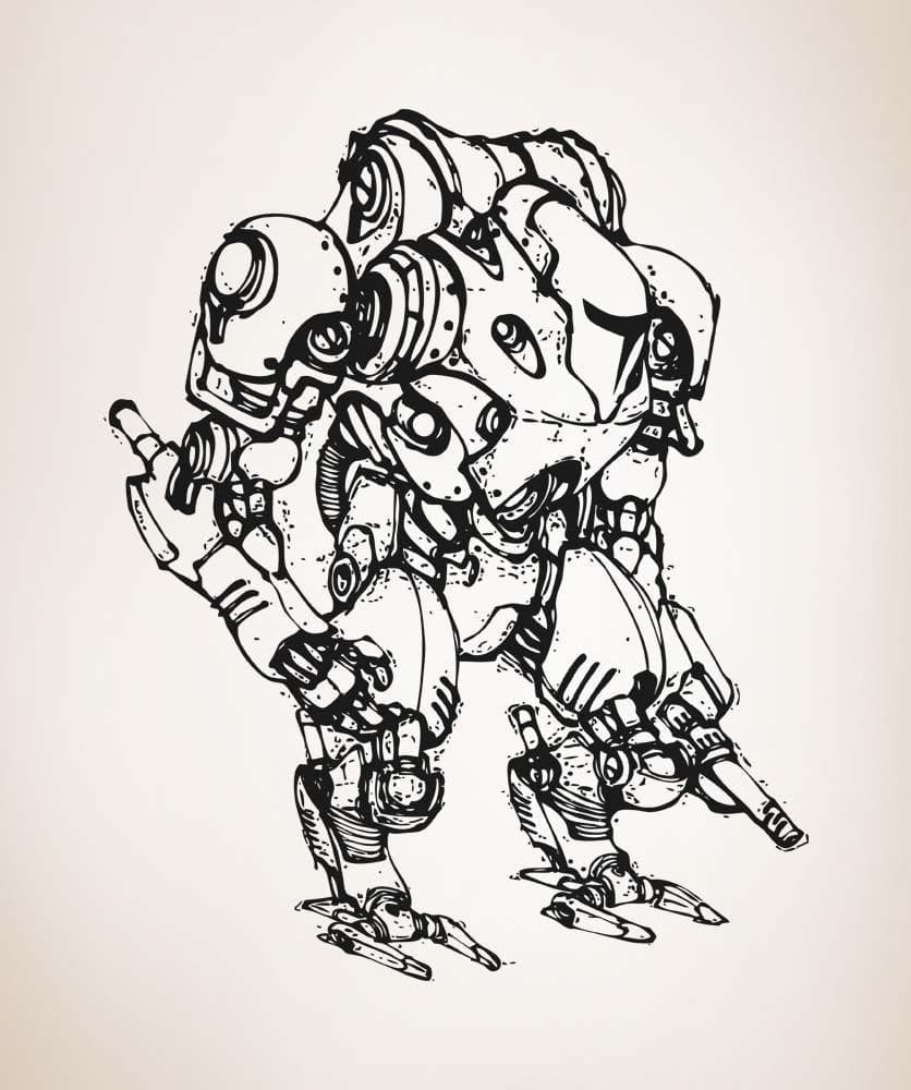 Vinyl Wall Decal Sticker Alien Robot Warrior #5151