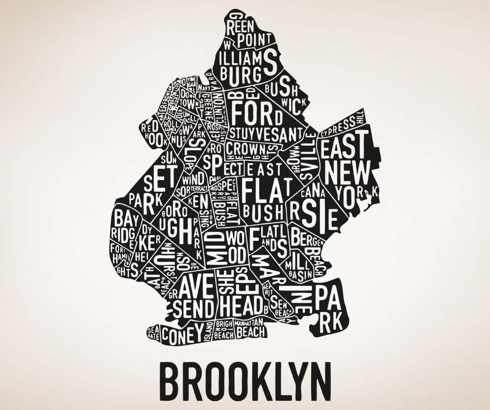 Brooklyn Neighborhood Map Wall Decal. #5215