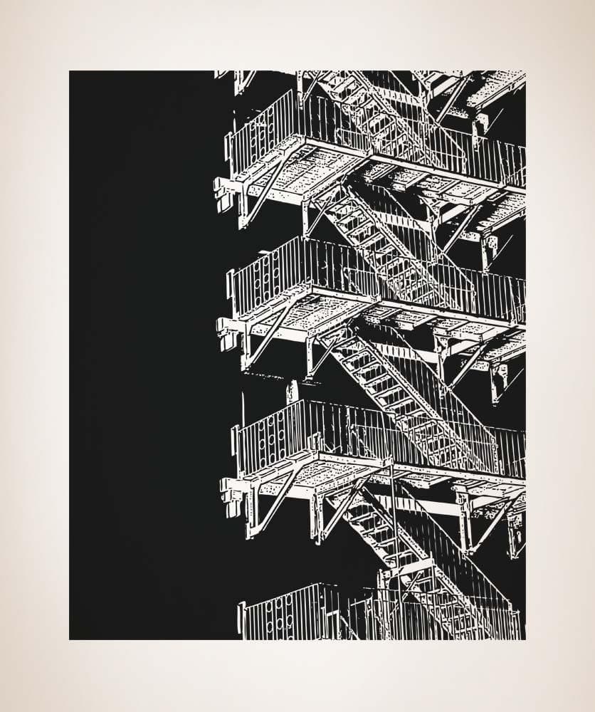 Vinyl Wall Decal Sticker Fire Escape Stairs #5231