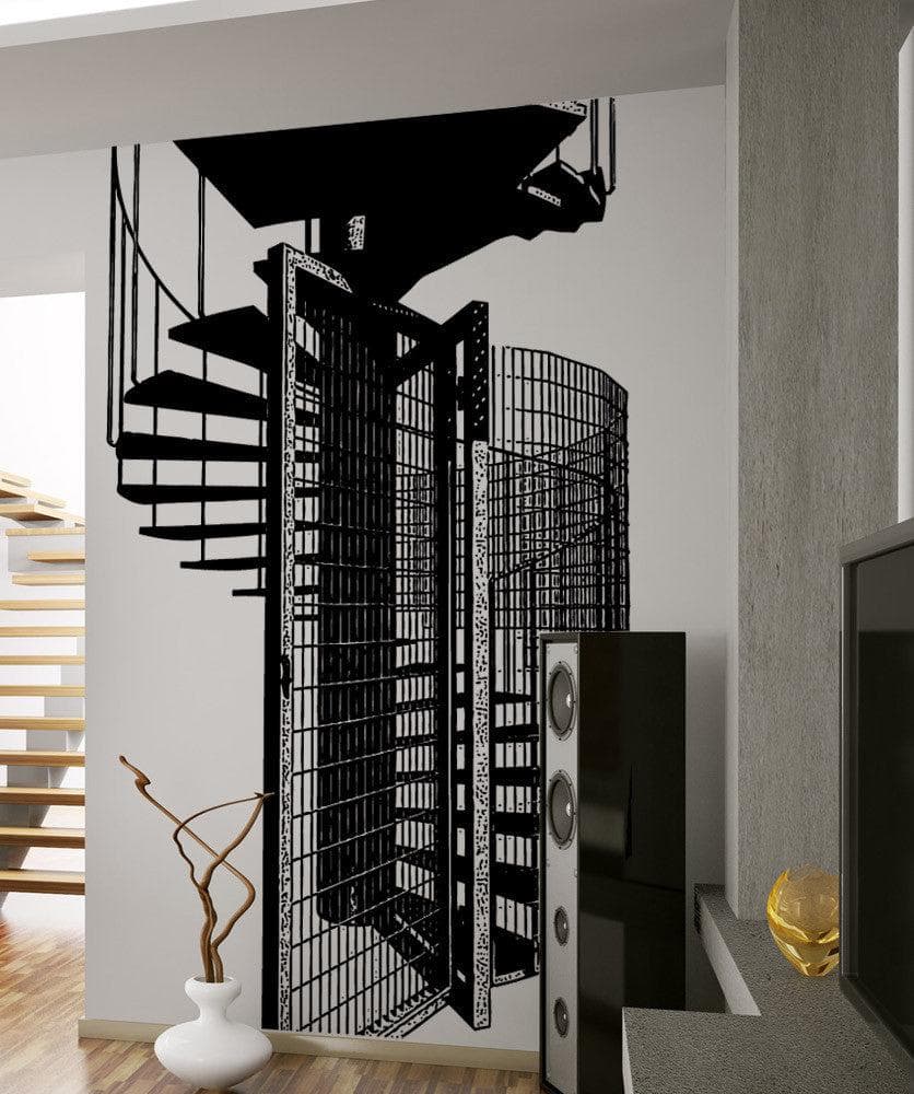 Vinyl Wall Decal Sticker Gated Spiral Staircase #5232