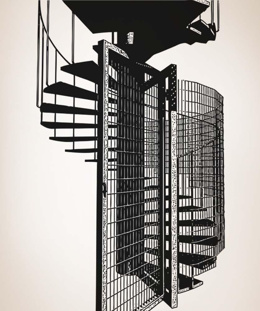 Vinyl Wall Decal Sticker Gated Spiral Staircase #5232