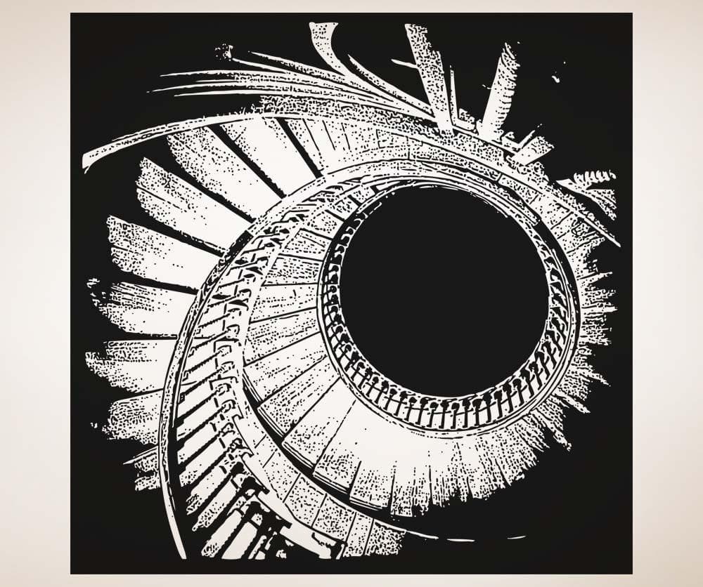 Vinyl Wall Decal Sticker Down Spiral Stairs #5245