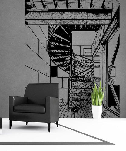 Spiral Stairs in Home Vinyl Wall Decal Sticker #5246