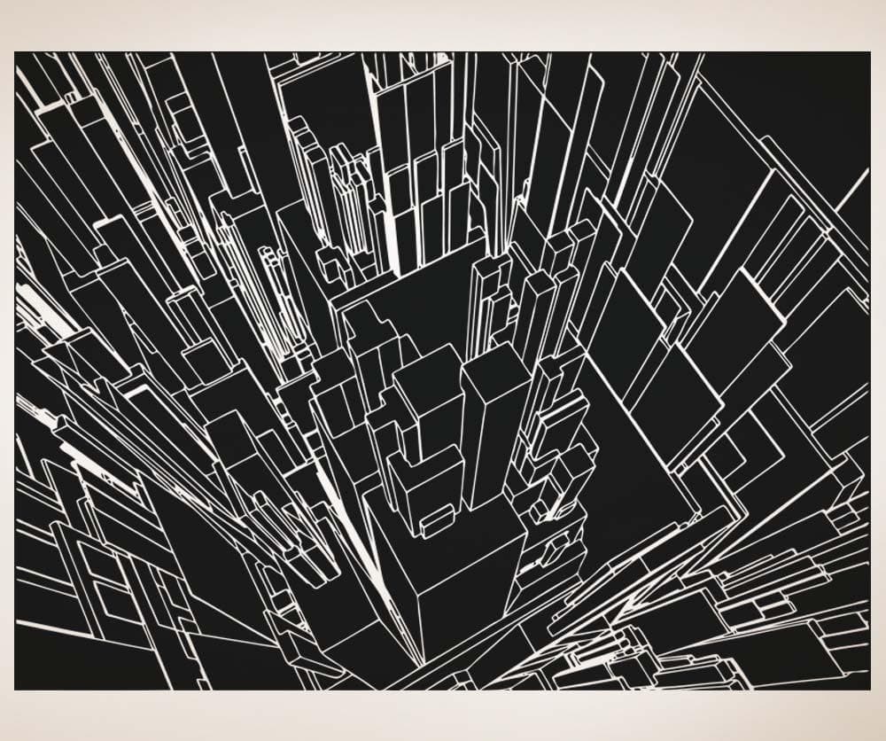 Vinyl Wall Decal Sticker Line Buildings Inverted #5256