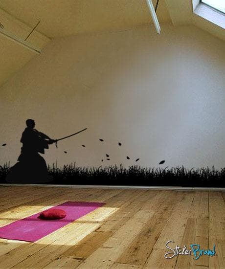 Japanese Ronin Samurai Swordsman in Field Wall Decal. #525