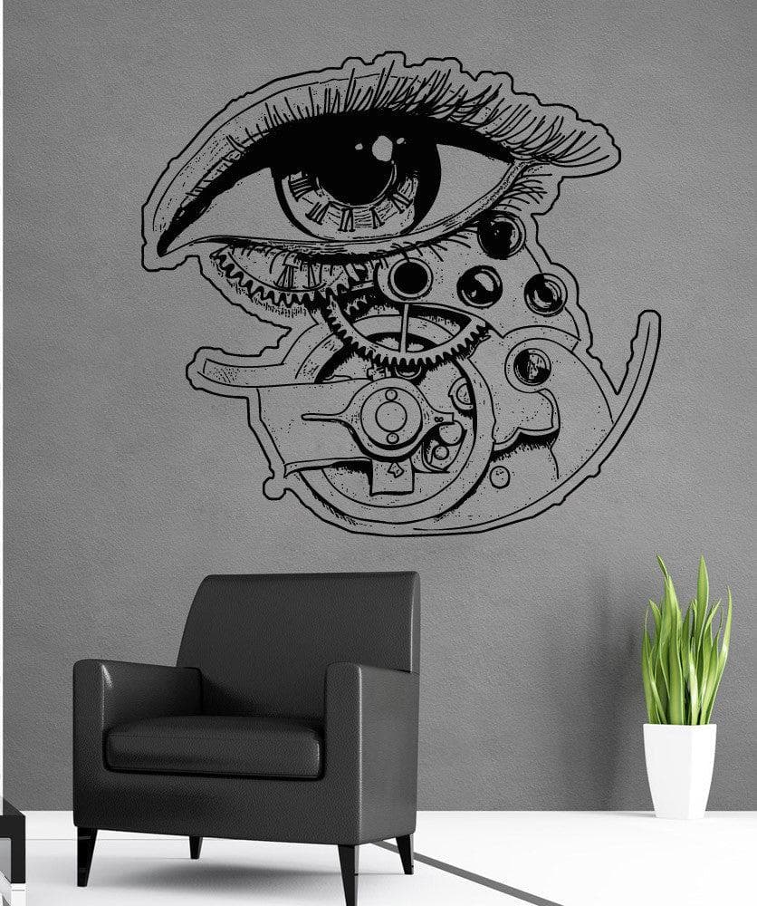 Vinyl Wall Decal Sticker Eye Clock With Gears #5262