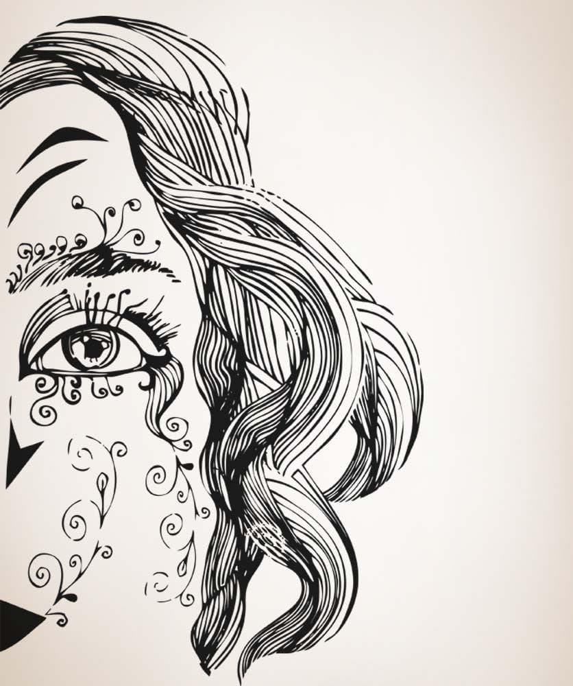 Vinyl Wall Decal Sticker Half Painted Face #5264