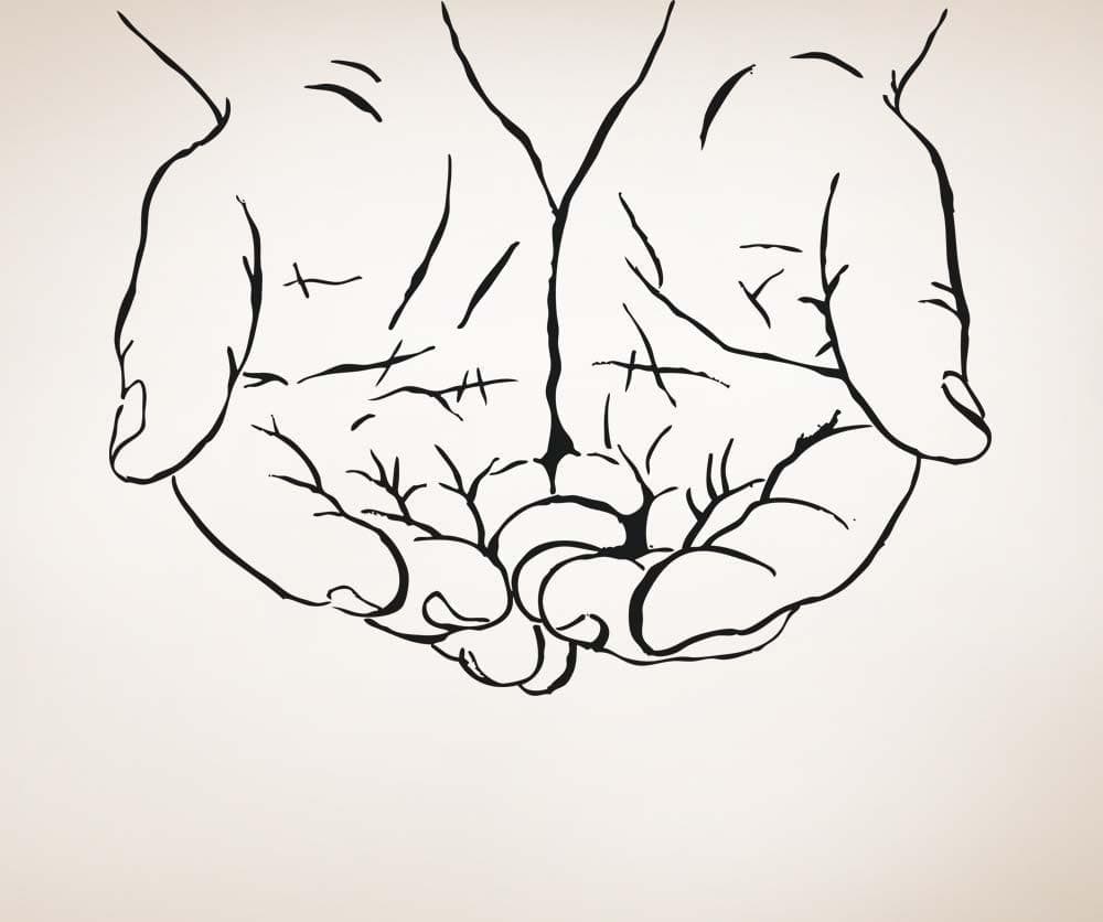 Offering Hands Wall Decal. Faith, Devotion and Good Gesture. #5267