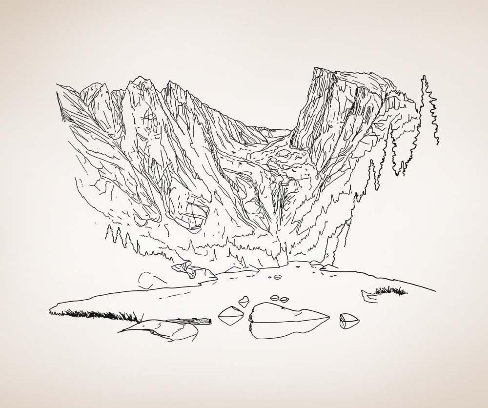 Vinyl Wall Decal Sticker Lake Scene Line Art #5269