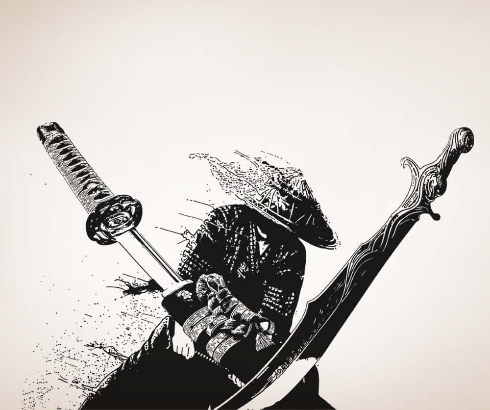 Vinyl Wall Decal Sticker Samurai With Katanas #5302