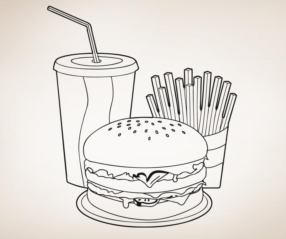 Vinyl Wall Decal Sticker Burger Meal #5311
