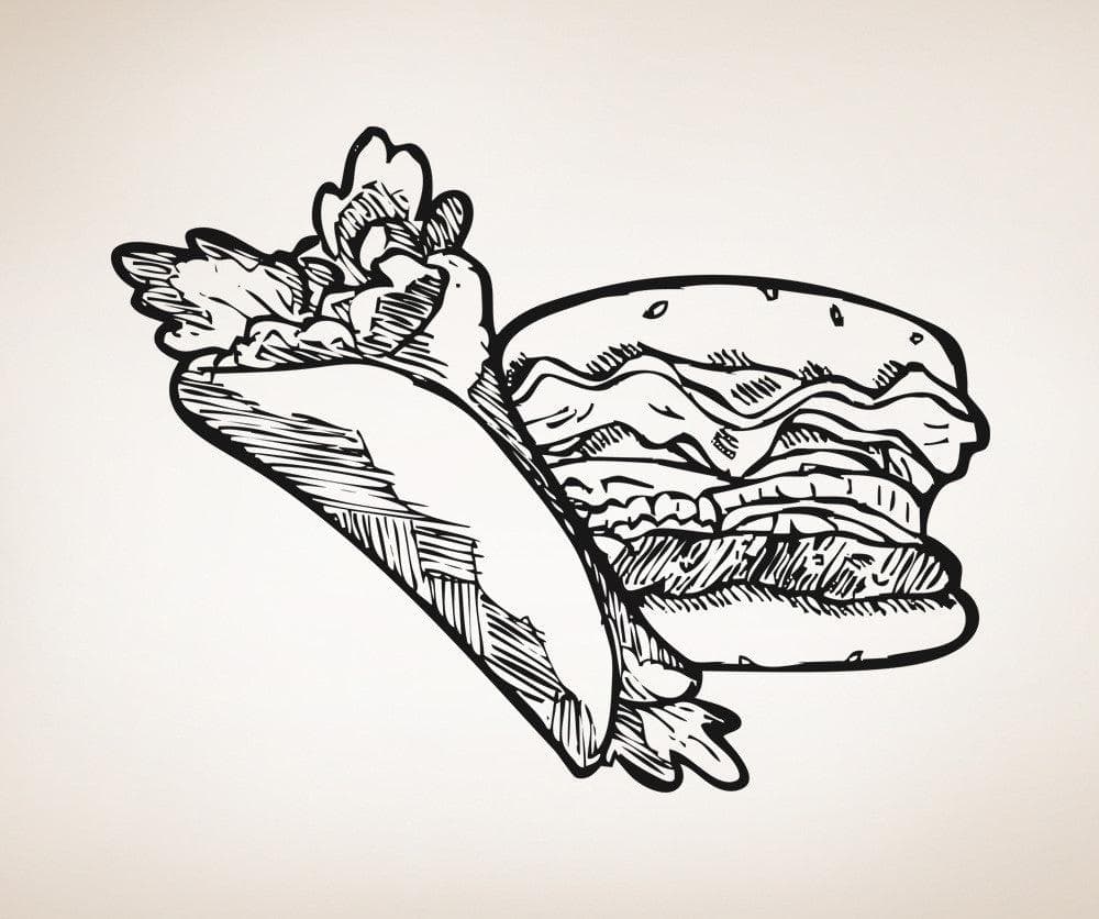 Vinyl Wall Decal Sticker Burger and Burrito #5312