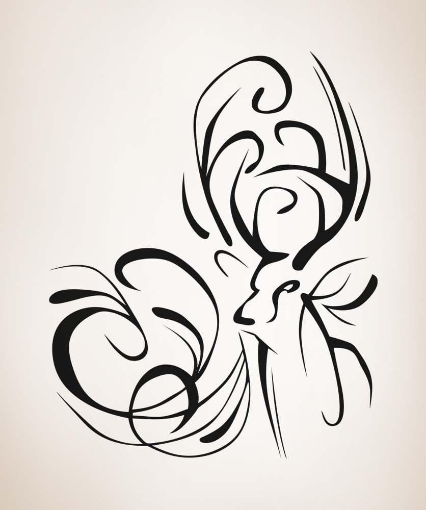 Vinyl Wall Decal Sticker Deer Swirls #5319