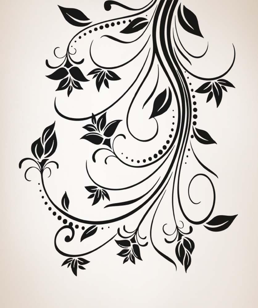 Vinyl Wall Decal Sticker Hanging Floral Swirl #5324