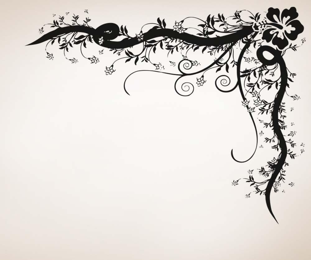 Vinyl Wall Decal Sticker Hibiscus Corner Vine #5328