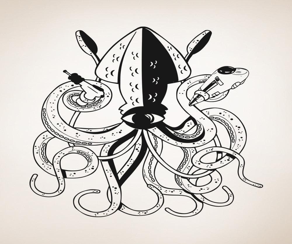 Vinyl Wall Decal Sticker Alien Squid #5337