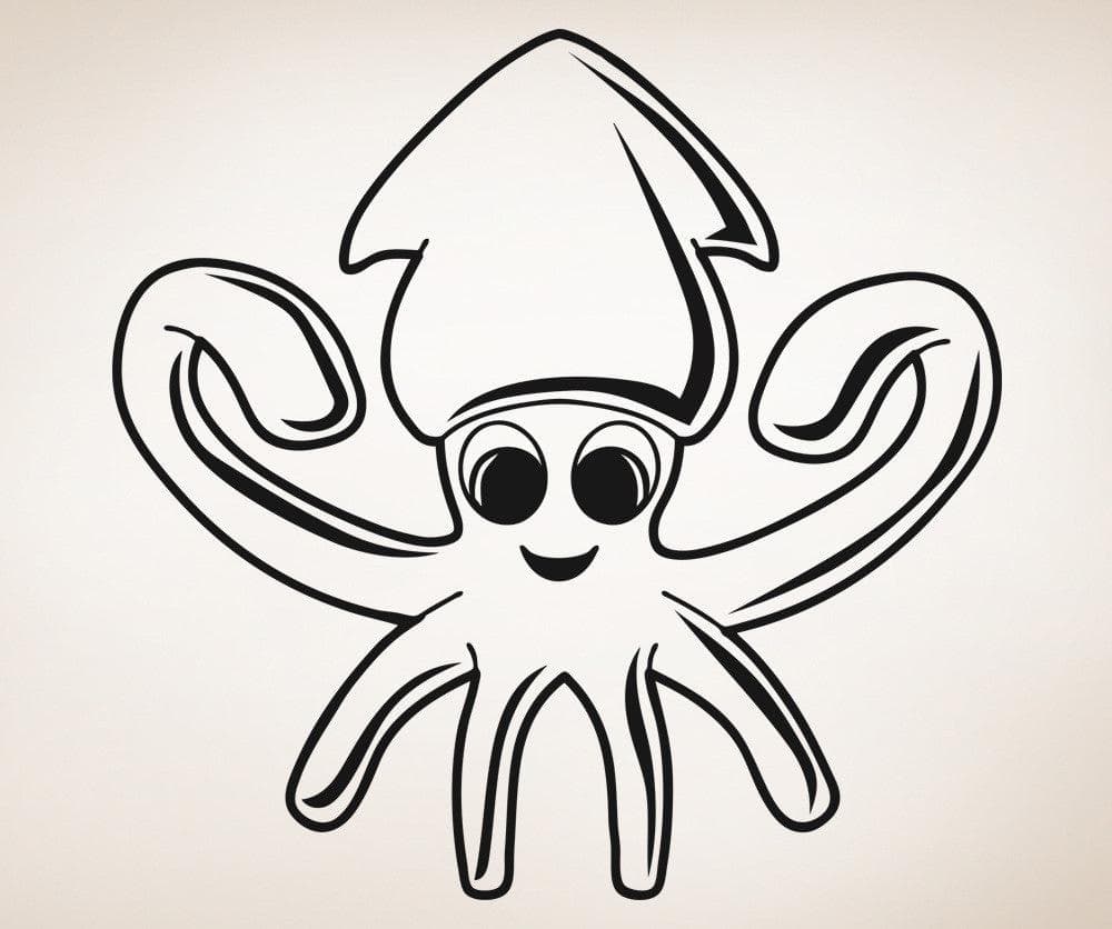 Vinyl Wall Decal Sticker Happy Squid #5339