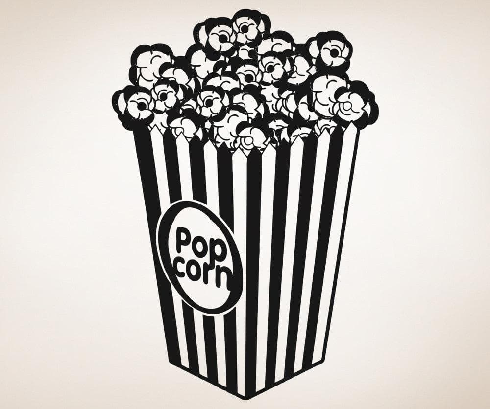Popcorn Bucket Vinyl Wall Decal Sticker. Home Movie Theater Room Decor. #5346