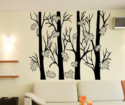 Vinyl Wall Decal Sticker Trees With Autumn Leaves #5351