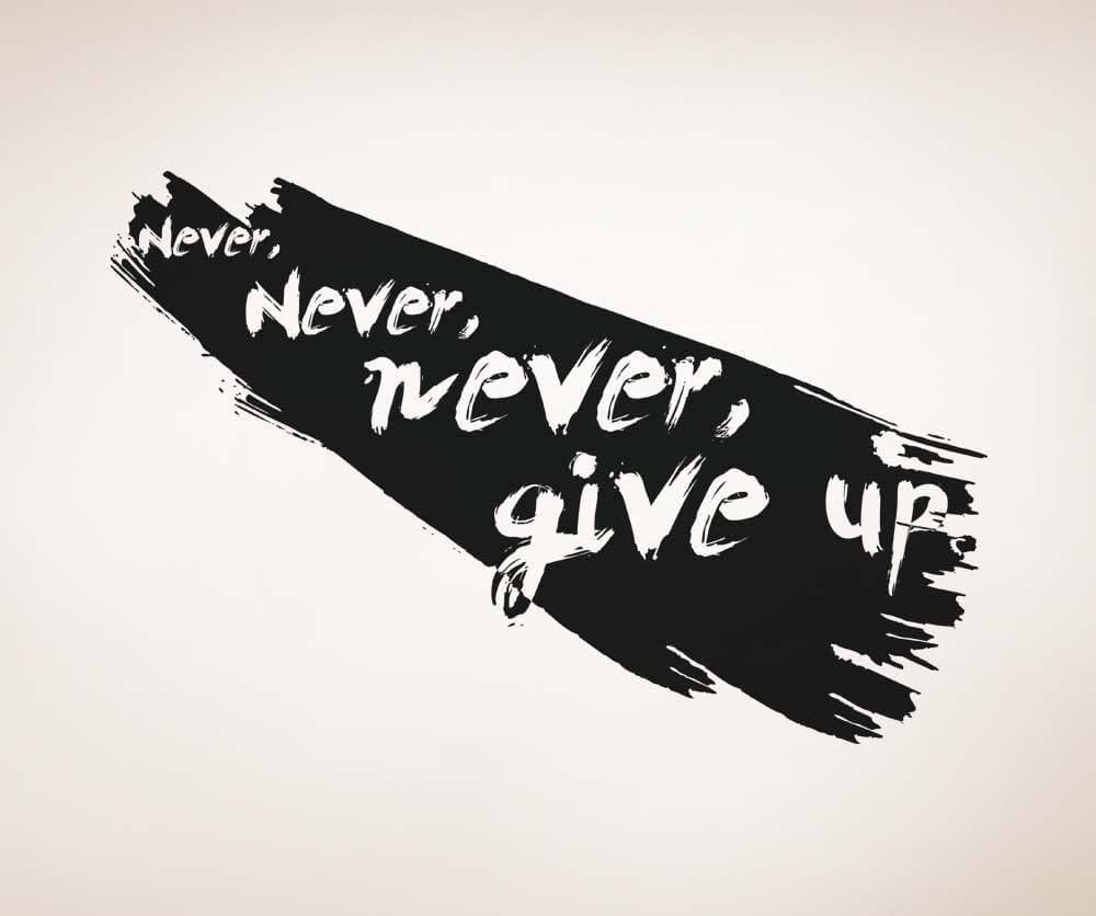 Never, Never, Never, Give Up Motivational Quote Wall Decal Sticker. #5361