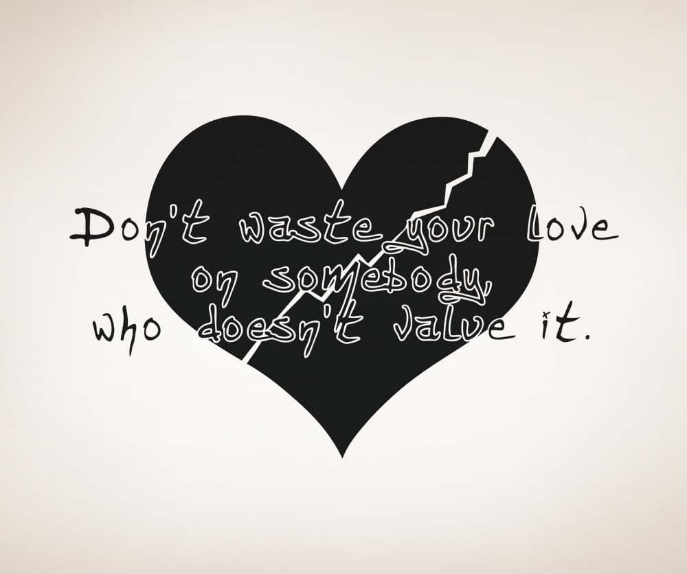 Vinyl Wall Decal Sticker Don't Waste Your Love #5370