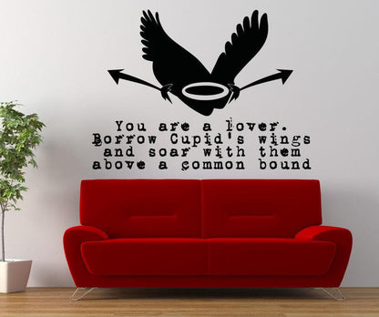 Vinyl Wall Decal Sticker Borrow Cupid's Wings Quote #5375