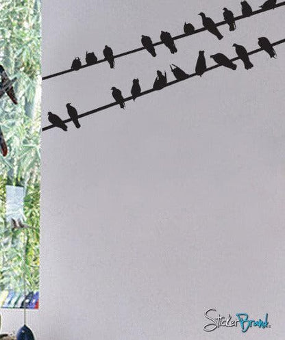 Birds on Wire Vinyl Wall Decal Sticker. Urban Decor. #537