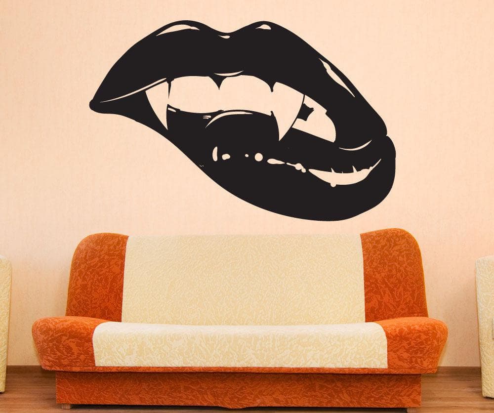 Biting Vampire Lips Vinyl Wall Decal Sticker. #5426