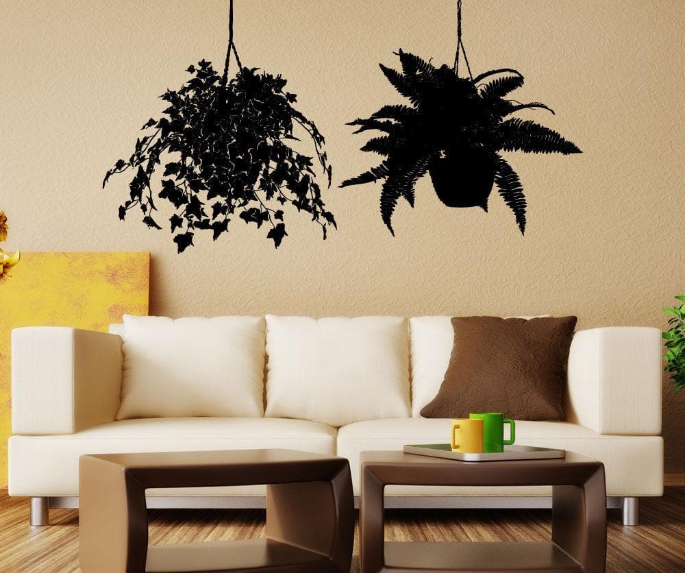 Vinyl Wall Decal Sticker Pair Of Hanging Plants #5428