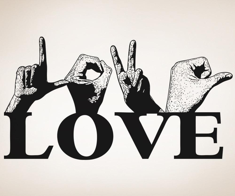Vinyl Wall Decal Sticker Love Sign Language #5441