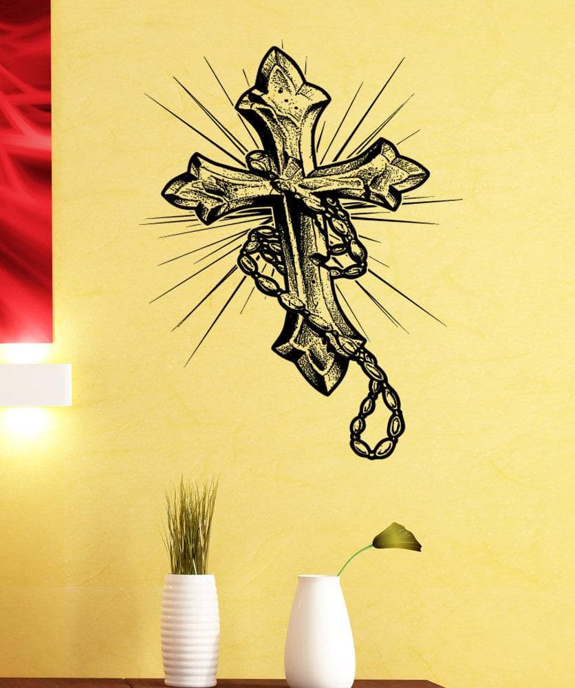 Christian Rosary Cross Vinyl Wall Decal Sticker #5457 – StickerBrand
