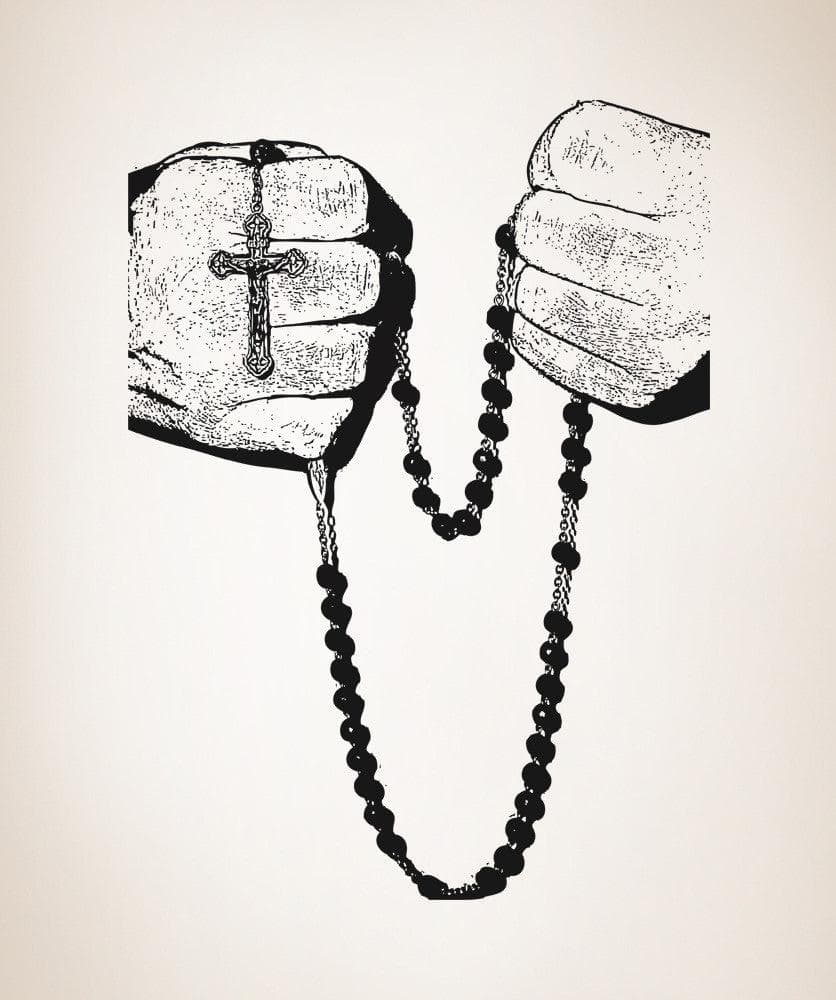 Vinyl Wall Decal Sticker Rosary Hands #5459