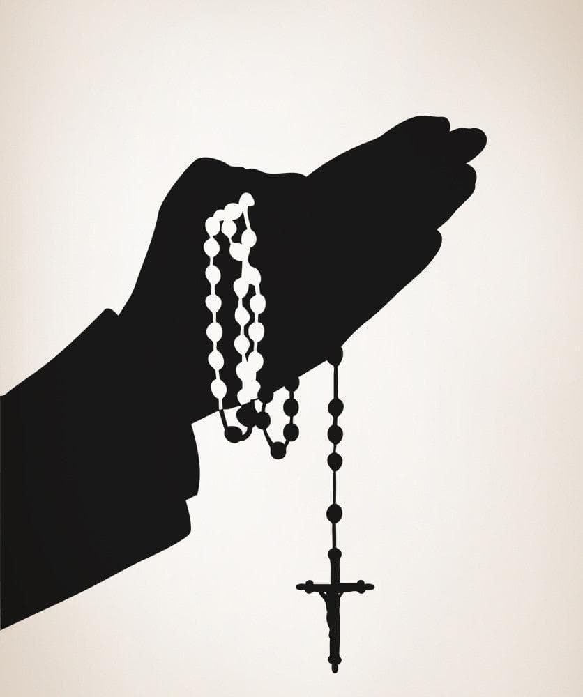 Vinyl Wall Decal Sticker Rosary Hands Silhouette #5460
