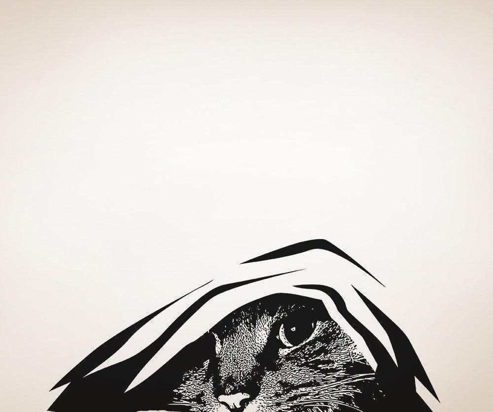 Hidden Cat Under Cover Wall Decal Sticker. #5474